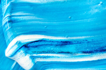Blue background with oil paint. Abstract acrylic paint texture. Beautiful brushstrokes close-up