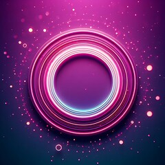 Obraz premium A purple circle with a bright neon glow. The circle is surrounded by a lot of small dots
