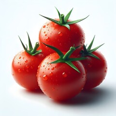 Close-up photo of a fresh juicy red organic tomato vegetable on a white background