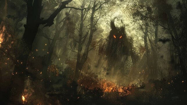 bhoot devil in smoky dust forest background
