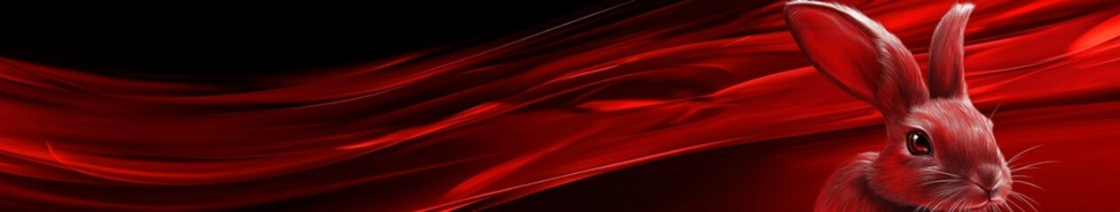 Fototapeta premium Chinese Zodiac Elegant 3D Red Art Background for the Year of the Rabbit, Symbolizing Grace and Prosperity in a Festive Setting.