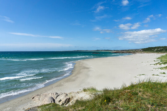 Ogna Sandy Beach and Blue Sea. Beautiful Coastline in J&aelig;ren, Rogaland, Norway.