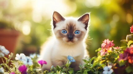 A Curious Kitten in a Garden
