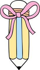 Pastel school supplies pencil with bow