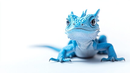 Obraz premium curious blue dragon isolated on white background with copy space 