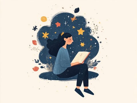 Flat design representing mental health care personal journaling and wellness recovery  Concept of self care mindfulness and therapeutic tools for improving well being and emotional balance