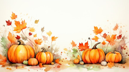 Pumpkin frame background with empty space. Beautiful composition on the theme of autumn. Saturated colors of the autumn.