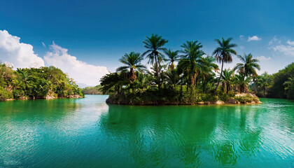 Naklejka premium tropical island with palm trees
