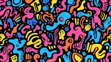 doodle abstract handdrawn seamless pattern background design for T-shirt, mattress, poster wallpaper
