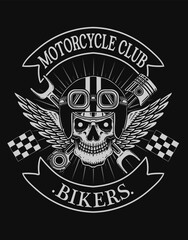 illustration of a skull head logo emblem for a motorcycle club