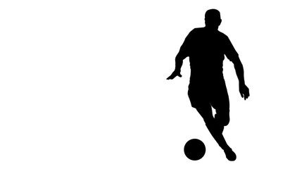 Soccer player, soccer player black white. Soccer player silhouette.