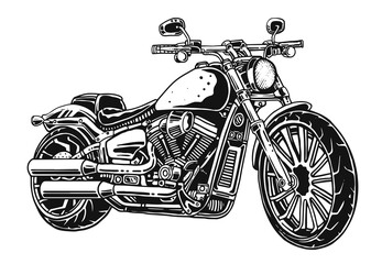 Vintage motorcycle art line vector on withe background