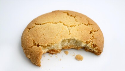 Cookie Crumbs: A Close-Up of a Half-Eaten Treat on White Background"