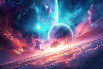 A delicate pastel-colored bubble floating in the sky. Beautiful simple AI generated image in 4K, unique.