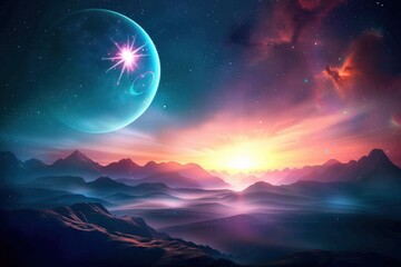 Large, bright orange sun against textured, warm-toned sky. Vertical image.. Beautiful simple AI generated image in 4K, unique.