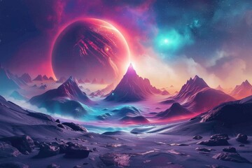 Pastel Snow-Covered Mountain Podium. Beautiful simple AI generated image in 4K, unique.