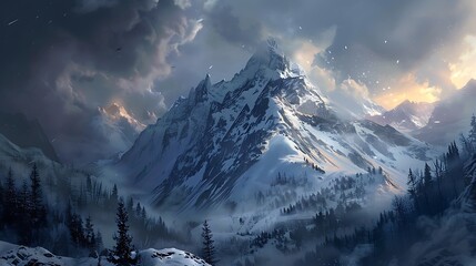A mountain the colder months landscape
