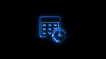 Schedule Neon Icon Animated Linear Symbol Icon Video Background