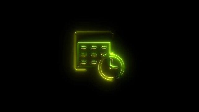 Schedule Neon Icon Animated Linear Symbol Icon Video Background