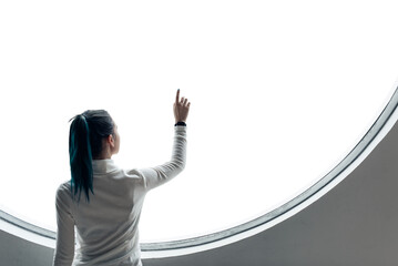 Transparent touch screen mockup  in a modern smart home