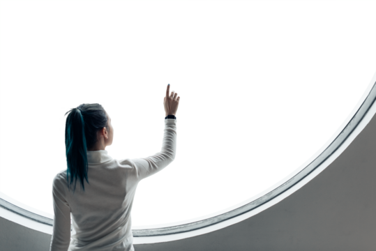 Transparent touch screen mockup  in a modern smart home