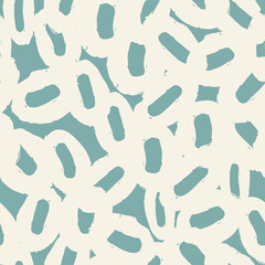 Blue abstract print, seamless pattern, background with different white shapes. Vector illustration