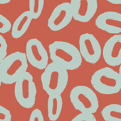 Red abstract print, seamless pattern, background with different blue shapes. Vector illustration