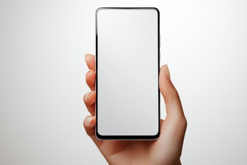Blank Smartphone Mockup on Hand created with Generative AI
