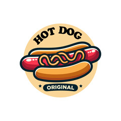 Hotdog logo vector with white background, hotdog original