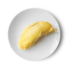 Durian Pulp Served on a White Porcelain Plate