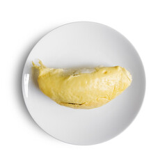 Durian Pulp Served on a White Porcelain Plate