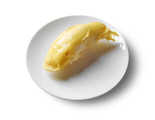 Durian Pulp Served on a White Porcelain Plate