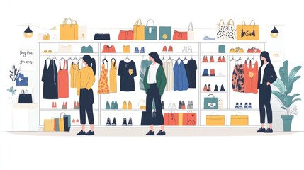 Retail fashion trend tracking global industry in flat design concept  Showcasing fashion analytics data consumer insights and e commerce platform for the apparel and clothing business