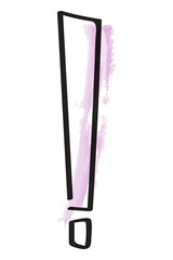 Exclamation mark png, doodle line icon in transparent background
