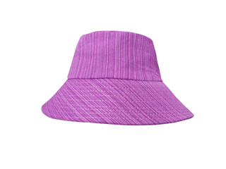 Purple striped bucket hat isolated on white background.