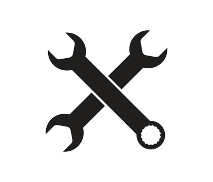Wrench spanner tool and combination spanner open box flat vector icon for apps and websites