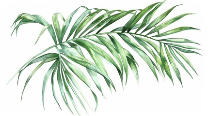 Obraz premium Palm tree clipart swaying in the breeze,Clipart, watercolor illustration, Perfect for nursery art The style is handdrawn, white background