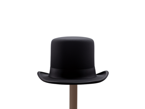 a black top hat on a wooden stand - Powered by Adobe