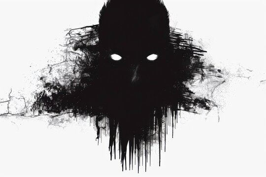 Eerie silhouette of a mysterious face in minimalist style