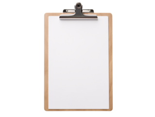 a clipboard with a white paper on it