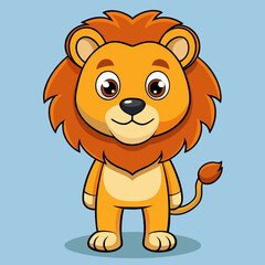 Cartoon cute lion character illustration vector mammal collection mascot happy 