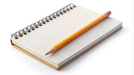 A blank notepad with a pencil icon on top, isolated on a white background, symbolizing creativity, writing, and inspiration, waiting for ideas to be written.