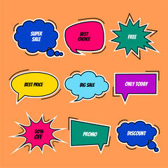 comic speech bubble set with sale text