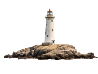 a lighthouse on a rocky island