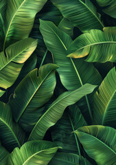 Seamless vibrant tropical leaf pattern with lush greens, nature-themed backgrounds