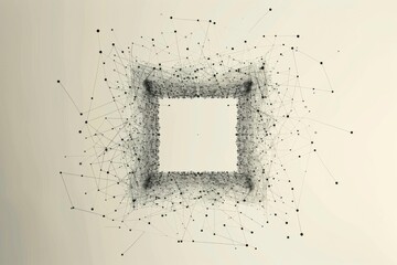 Abstract composition of a dynamic square frame with dotted lines