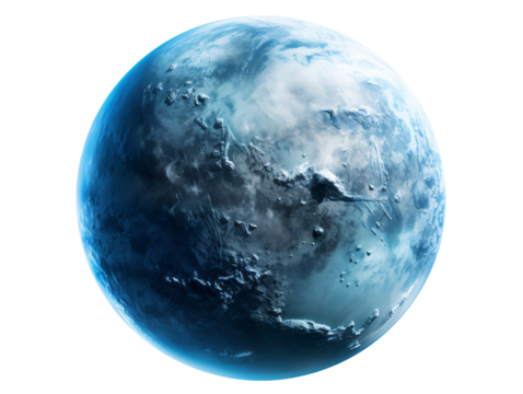 a planet with clouds and a white background