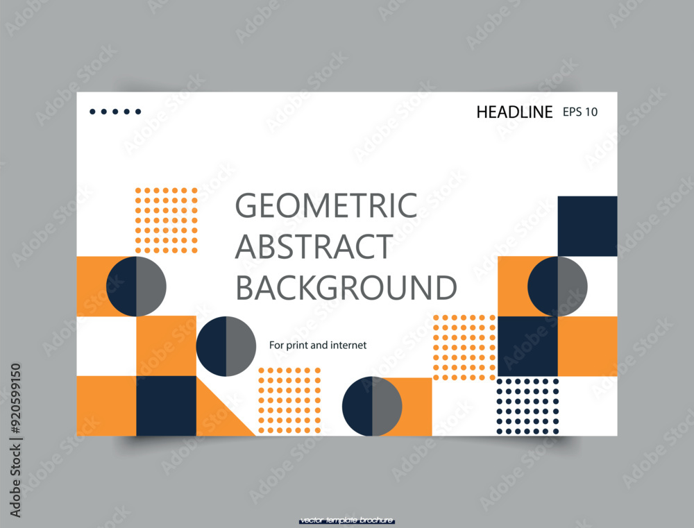 Wall mural geometric landing page web design. abstract geometry shapes, minimal swiss style. for use in present