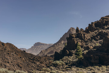 Route to reach the base of the Teide volcano. Tenerife Canary Islands Spain