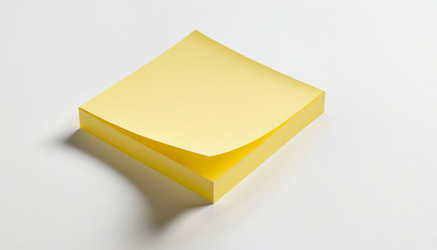 Bloc-notes jaune id&eacute;e brouillon papier post-it fond blanc brainstorming froiss&eacute;.